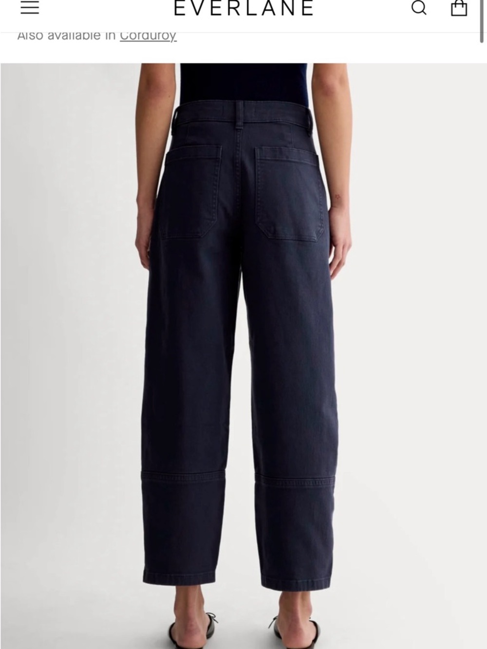 Everlane Navy Barrel Cropped Pants